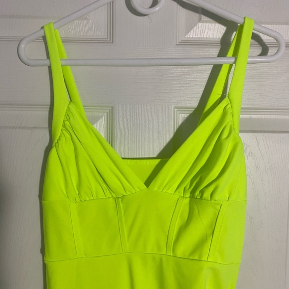 Neon Green Maxi With High Slit - Picture 2 of 5